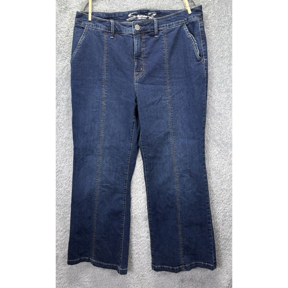 Seven7 Women's Size 16 Wide Leg Jeans Blue Stretch Denim High Rise 38x30